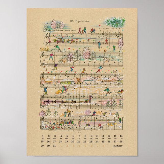 Januarie Happy Notes Kalender 2022 Poster (Framsidan)