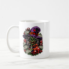 Januarie Zombiehäxa med ädelstenar och blommor Kaffemugg