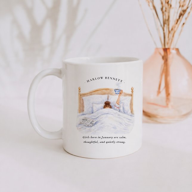 Januarifödd flicka | Monogram  Kaffemugg (Skapare uppladdad)