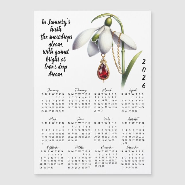 Januarifödelsedagsblomma & Stenkalender (Framsida)