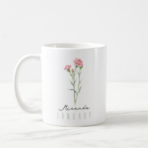 Januarifödelsemånadens blomma med namn – Nejlikor Kaffemugg