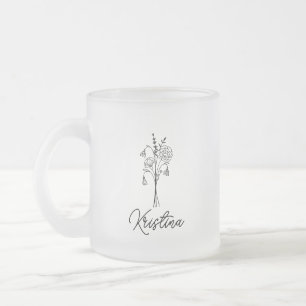 Januarifödelsens blomma & Elegant namn i skrivstil Frostad Glasmugg