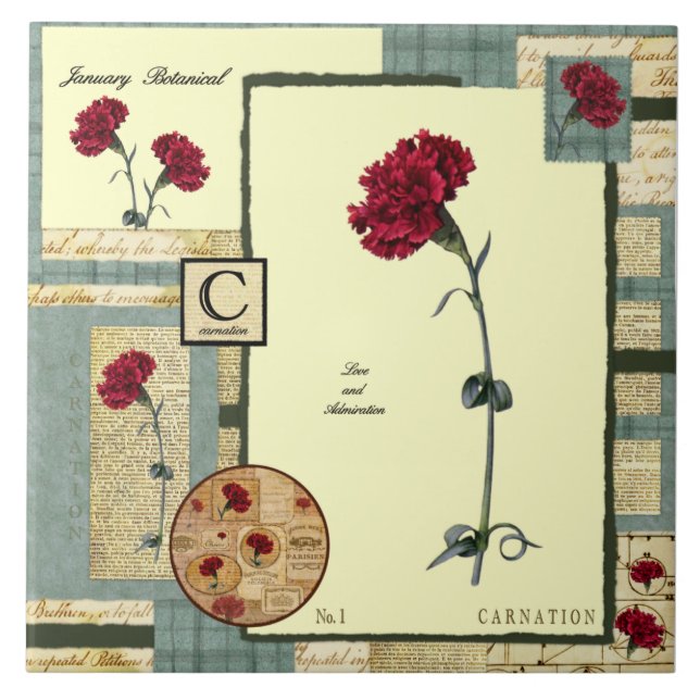 Januaris blomma kakelplatta (Framsidan)