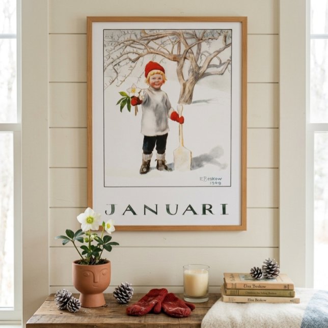 Januarivinterkung Illustration av Elsa Beskow Poster (Skapare uppladdad)