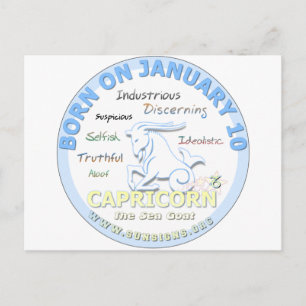 January 10th Birthday - Capricorn Vykort