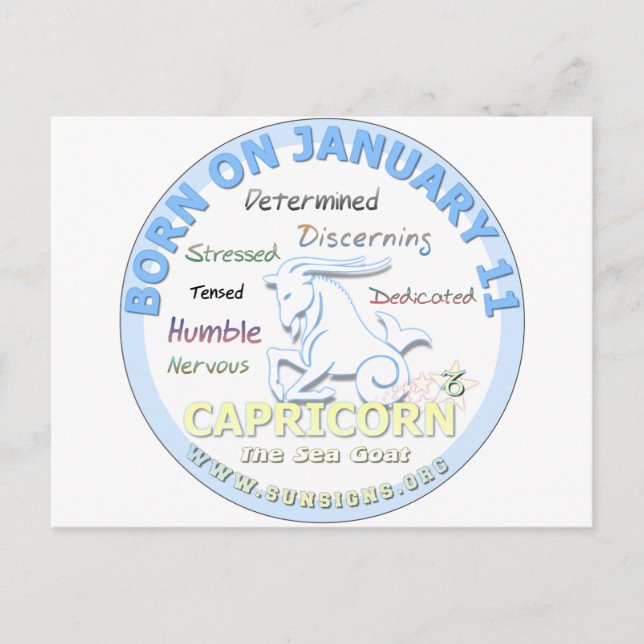 January 11th Birthday - Capricorn Vykort (Framsida)