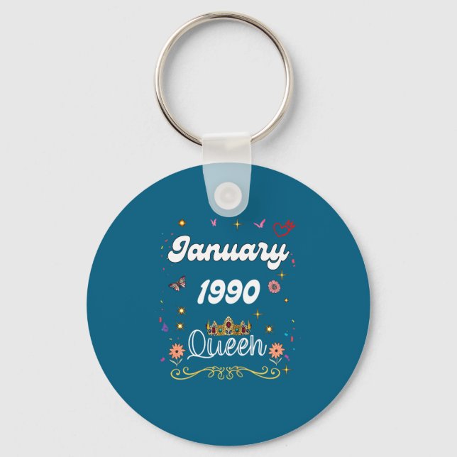 January 1990 Queen Since January 1990 Birthday Gir Nyckelring (Framsida)