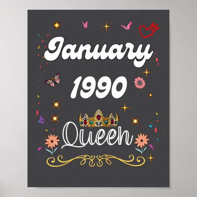 January 1990 Queen Since January 1990 Birthday Gir Poster (Framsidan)