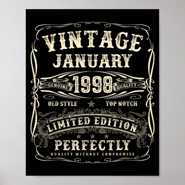 January 1998 28th Birthday For Men 28 Year Old Bda Poster (Framsidan)