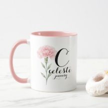 January Birth Flower Mug – Pink Carnation Gift