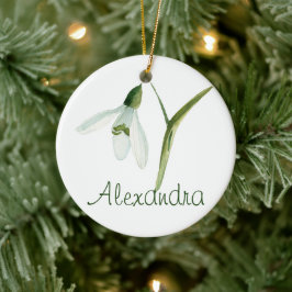 JANUARY Birth Flower Snowdrop Birthday Floral Name Julgransprydnad Keramik