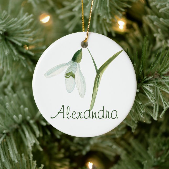 JANUARY Birth Flower Snowdrop Birthday Floral Name Julgransprydnad Keramik (Träd)