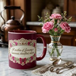 January Birth Month Flower Carnation Mother Quote  Mugg