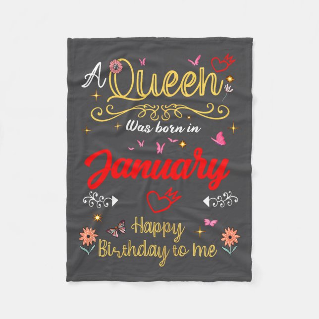 January Birthday A Queen Was Born In January Girl  Fleecefilt (Framsidan)