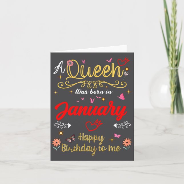 January Birthday A Queen Was Born In January Girl  Kort (Framsida)