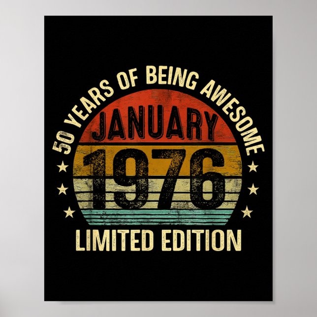 January Birthday Est 1976 Limited Edition Vintage  Poster (Framsidan)