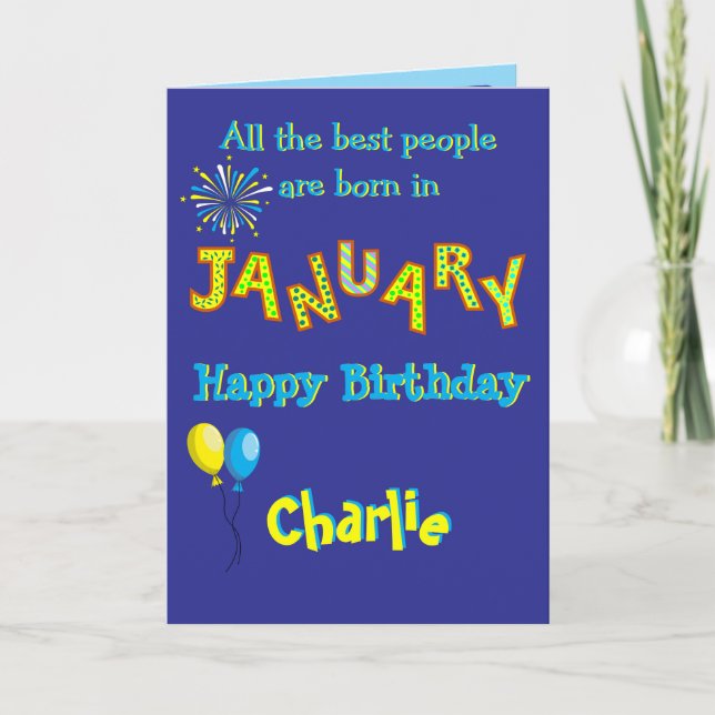 January Birthday Folded Greeting Card Kort (Framsida)
