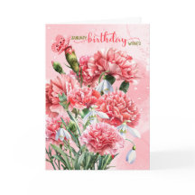 January Birthday Pink Carnations with Snowdrops