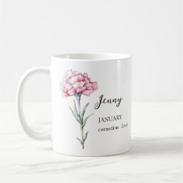 JANUARY CARNATION BIRTH FLOWER MÅNAD NAMN GIFT KAFFEMUGG