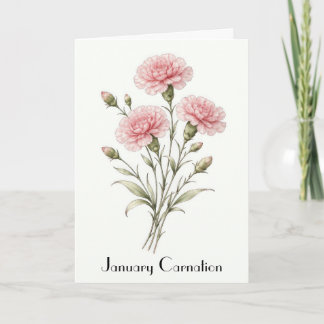 January Carnation Flowers Greeting Kort
