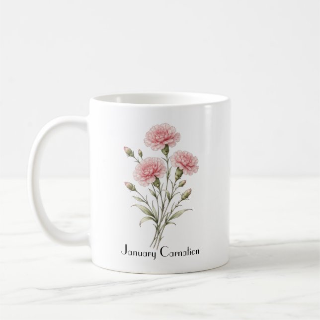 January Carnation Flowers  Kaffemugg (Vänster)