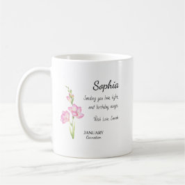 January Carnation Personalized Birthday Kaffemugg