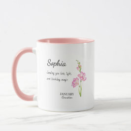 January Carnation Personalized Birthday Mugg