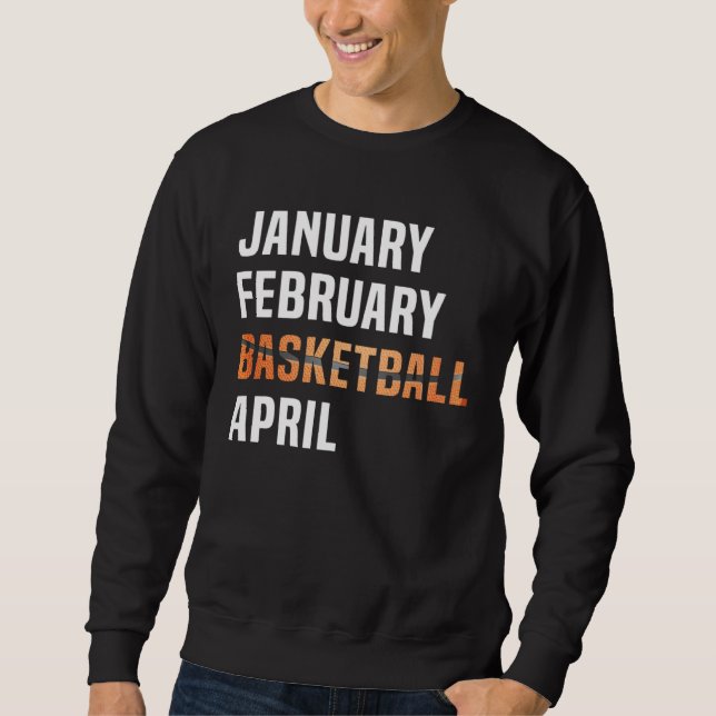 January February Basketball April  Retro Apparel   Lång Ärmad Tröja (Framsida)