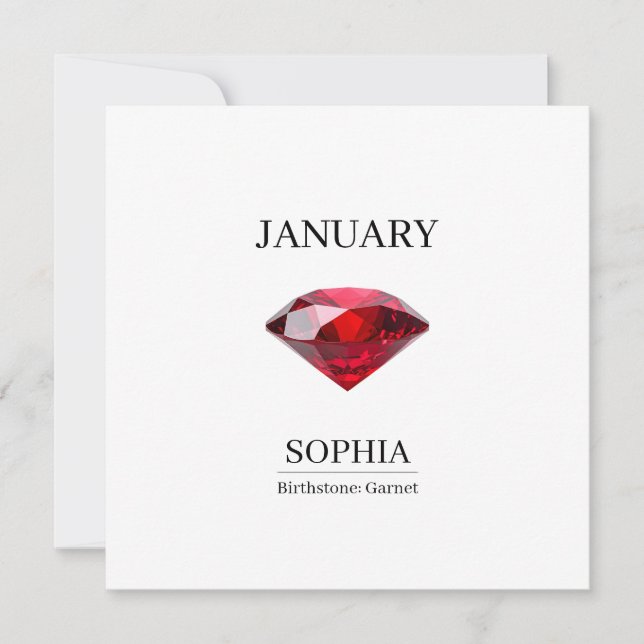 January Garnet Personalized Birthday Kort (Framsida)