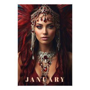 *~* JANUARY Headdress Boho GARNET AP53 Fototryck