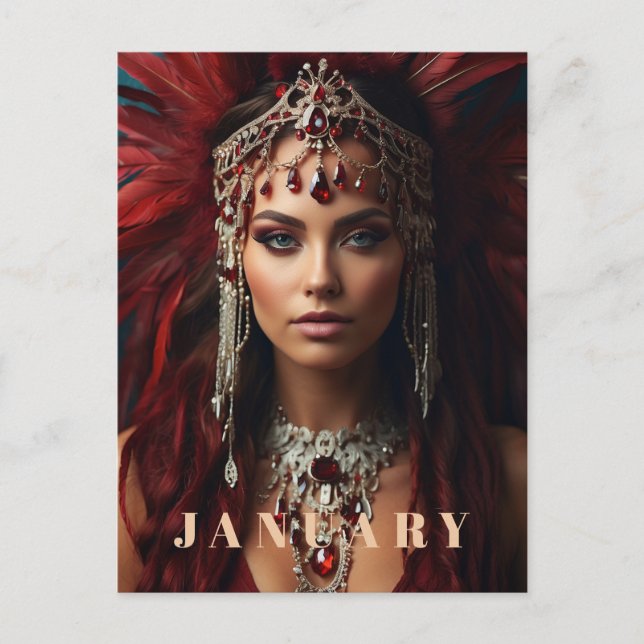 *~* JANUARY Headdress Boho GARNET AP53 Vykort (Framsida)