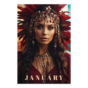 *~* JANUARY Headdress GARNET AP53 Boho Photo Print Fototryck