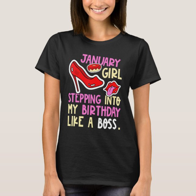 Janueje Birth Month Heels Stepping Birthday L T Shirt (Framsida)