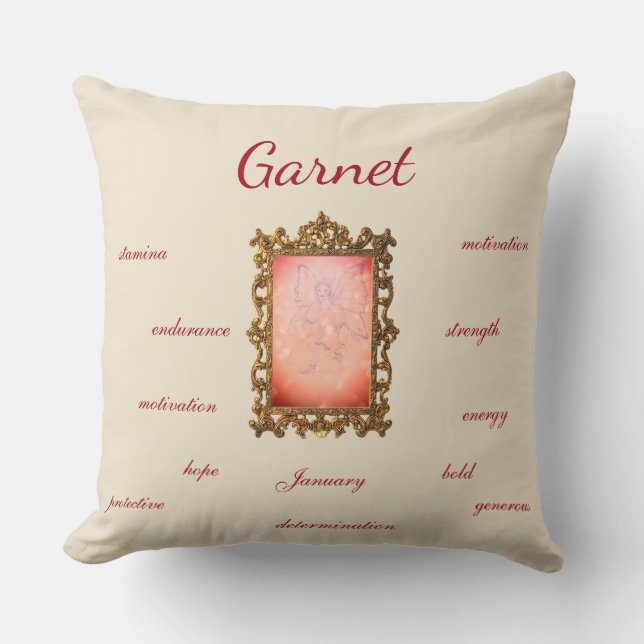 Janufödelsesten Garnet Fairy Kudde (Framsida)