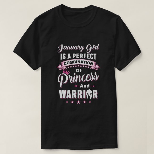 JanuGirl är Perfekt Princess Warrior Birthday  T Shirt (Design framsida)