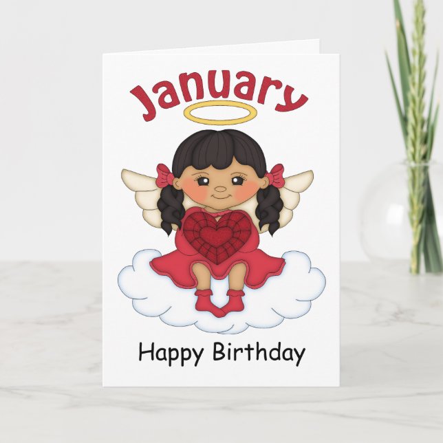 Januthstone Angel Black Birthday Card Kort (Framsida)