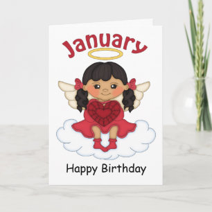 Januthstone Angel Black Birthday Card Kort
