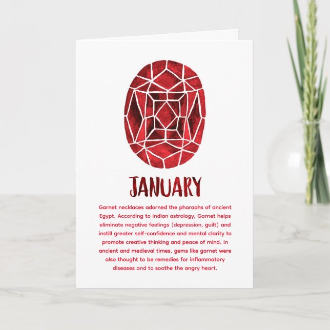 Januthstone Garnet Birthday Watercolor Kort (Framsida)