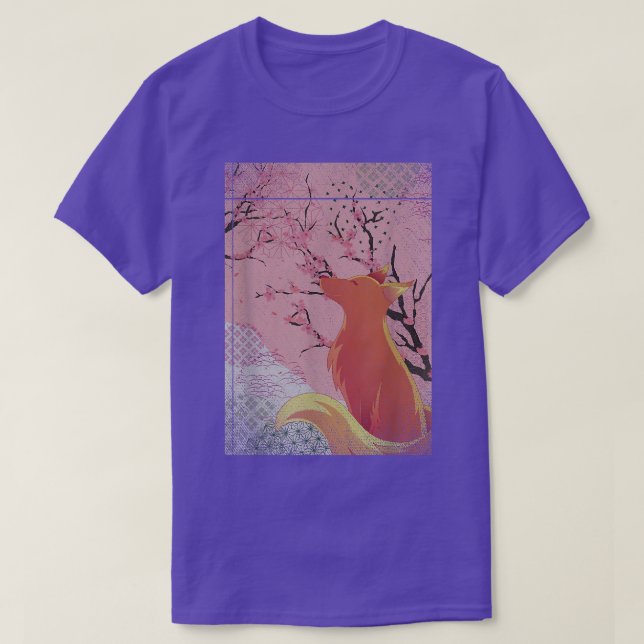 Japan Aesthetics Forest Animal Sakura Cherry Bloss T Shirt (Design framsida)