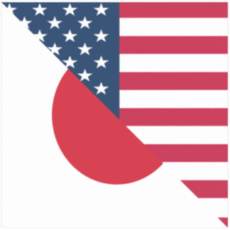 Japan America Flagga |Halva japanska USA flagga Klistermärken