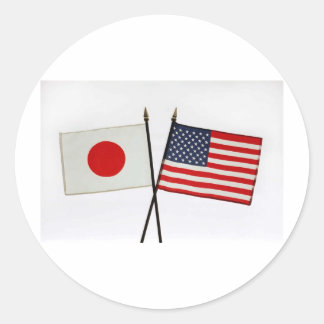 JAPAN AMERICAN FLAGGA RUNT KLISTERMÄRKE