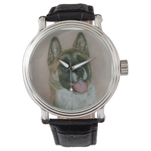Japan-/amerikanakita pinto och vitporträtt armbandsur