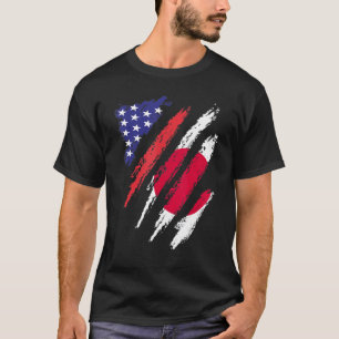 Japan Amerikansk odlad flagga USA Patriot Arv Måna T Shirt