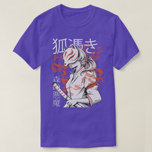 Japan Anime Mask Kitsune, Forest Djävulen Stil Sam T Shirt (Design framsida)