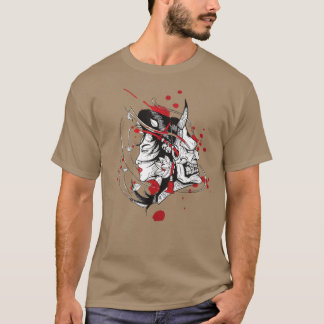 Japan Anime Mask Kitsune Samurai Demon Oni Yandere T Shirt
