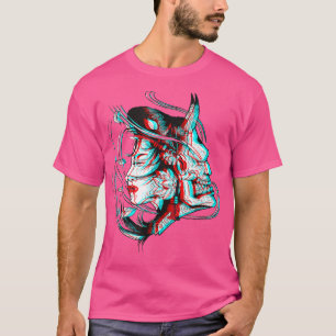 Japan Anime Mask Kitsune Samurai Oni Vaporwave (2 T Shirt