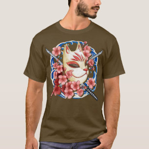 Japan Anime Mask Kitsune Stil Samurai Oni Monster T Shirt
