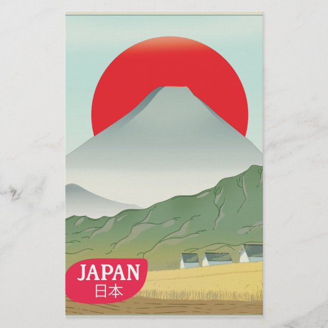 Japan berg vintage reseaffisch brevpapper (Framsida)