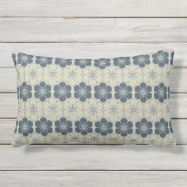 Japan. Blå Blommigt blommor. Lumbarkudde