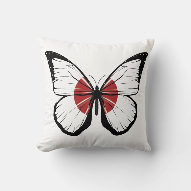 Japan Butterfly Flagga Kudde (Framsida)